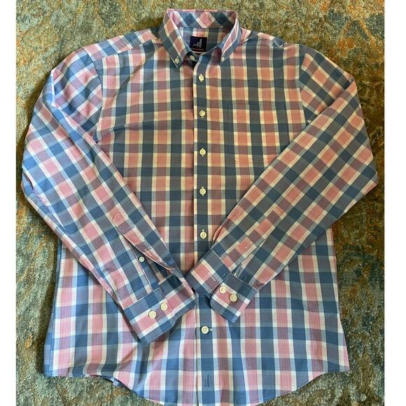 johnnie-O Prep-Formance Button-Up Plaid Shirt, Small - Picture 1 of 3